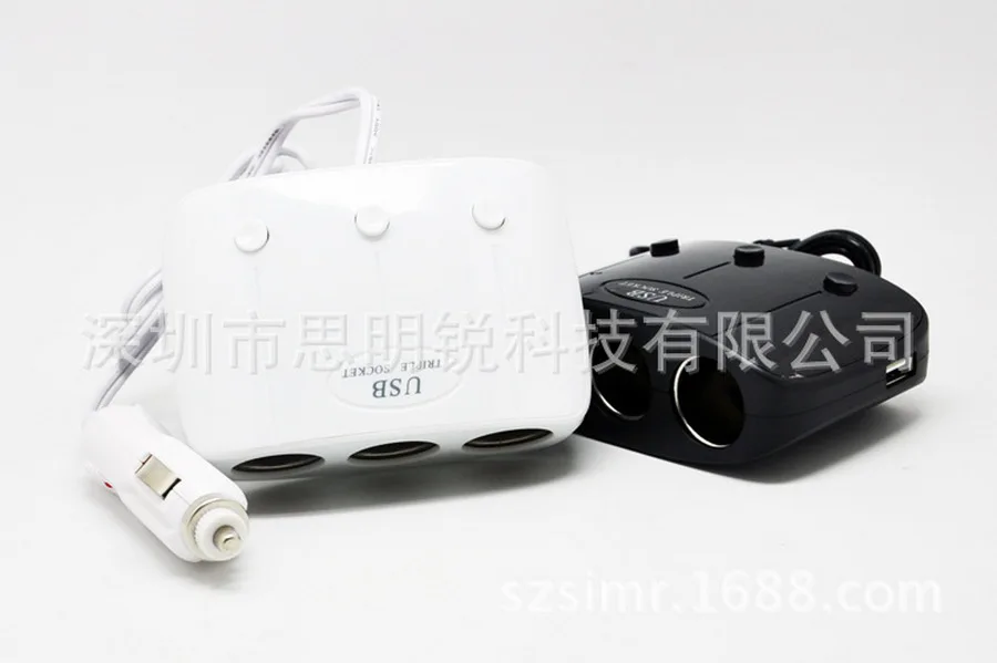По DHL или FedEx 200 шт DC12-24V автомобильное USB Электронная сигарета зажигалка 3 сдвоенная розетка для мобильного телефона планшета выходной ток 800мА