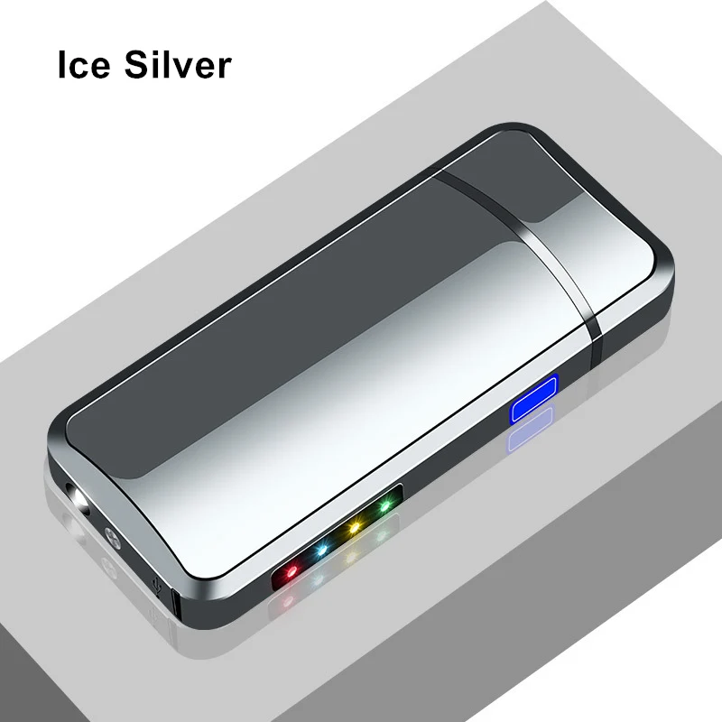 Ice Silver Светодиодный светильник электронная USB Зажигалка Ветрозащитная беспламенная двойная дуга сигаретный светильник er модные гаджеты аксессуары для курения плазменный светильник - Цвет: Ice Silver
