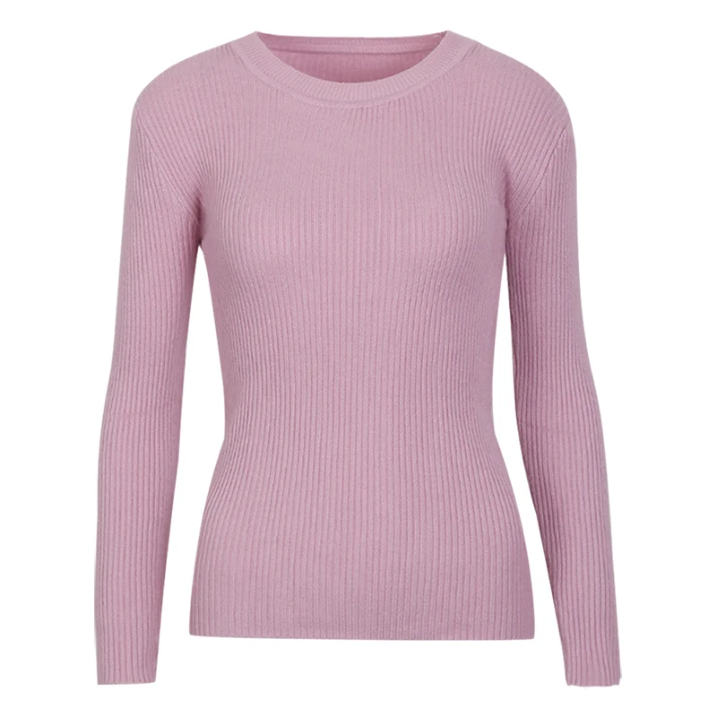Wixra, осенне-зимние модные женские свитера и пуловеры, универсальные базовые вязаные свитера с круглым вырезом, вязаные топы