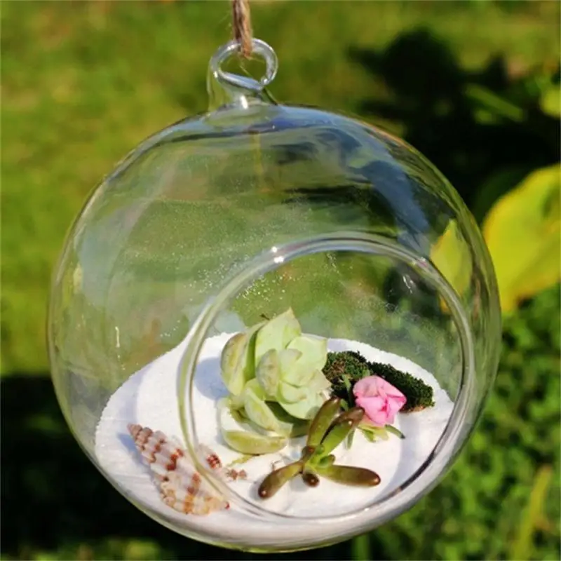 8cm DIY Glaskugel Glas Hängen Dekor Hängend Vase fur Kerzen & Blumen  Pflanze 