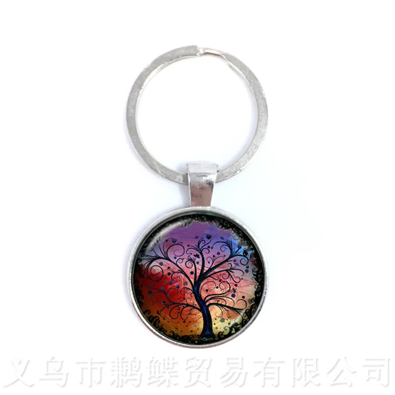 

15 Style Tree of Life Time Gem Glass Cabochon Keychains Accessories For Men Women Children Pendant Jewelry Gift