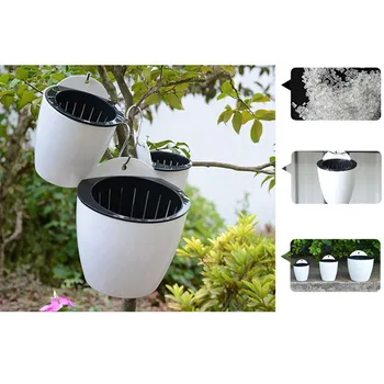 

Newly Self Watering Flower Pot Wall Hanging Resin Plastic Planter Durable For Garden Balcony VA88