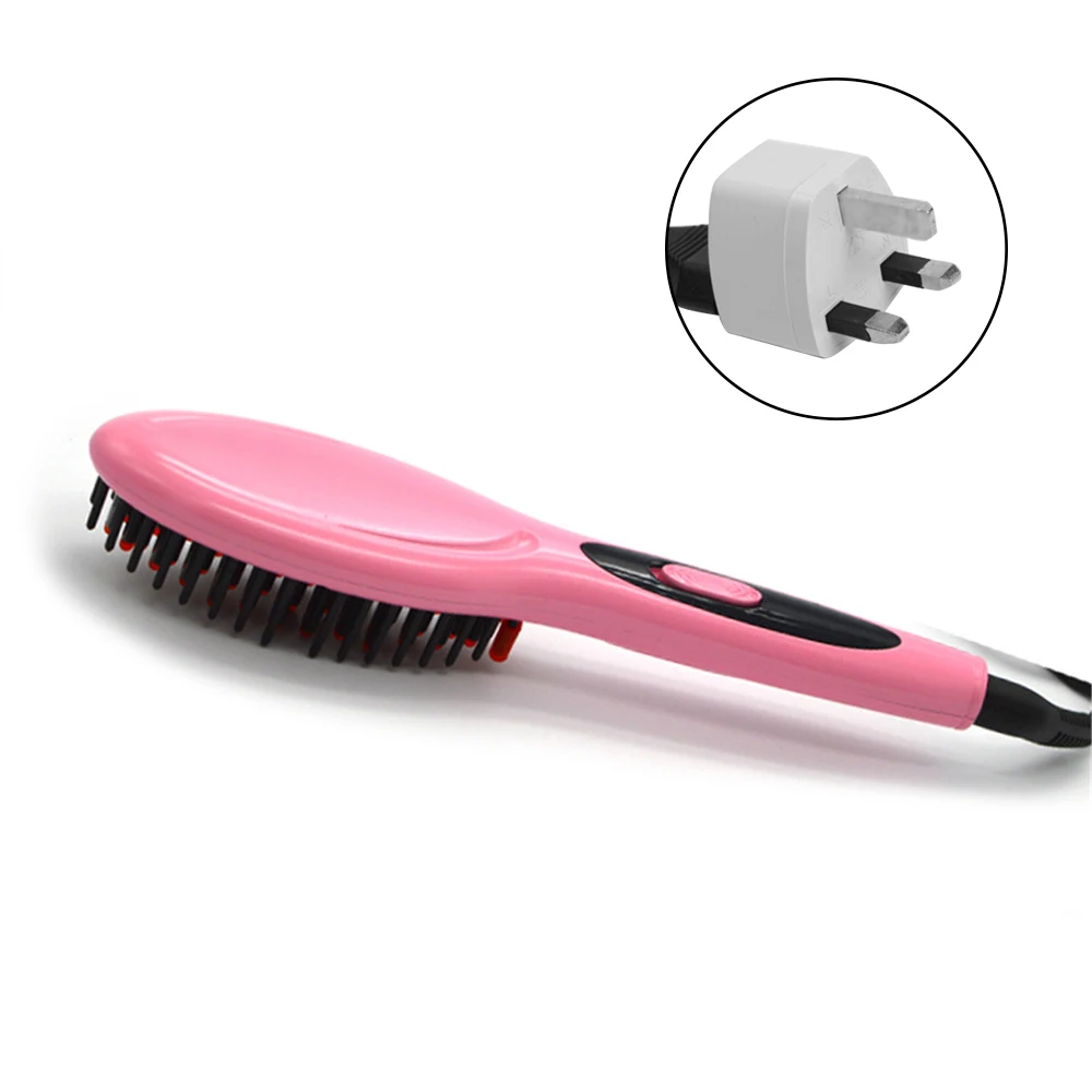 Горячая электрическая расческа, прямые волосы Расческа для прямых волос прямые волосы артефакт электрическая плойка керамические парикмахерские инструменты - Цвет: Pink UK