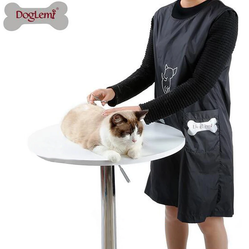 

Waterproof Nylon Dog Cat Grooming Apron with Pockets Puppy Cat Black Beautician Smock Clothes Pet Grooming Pet Dog Accessories