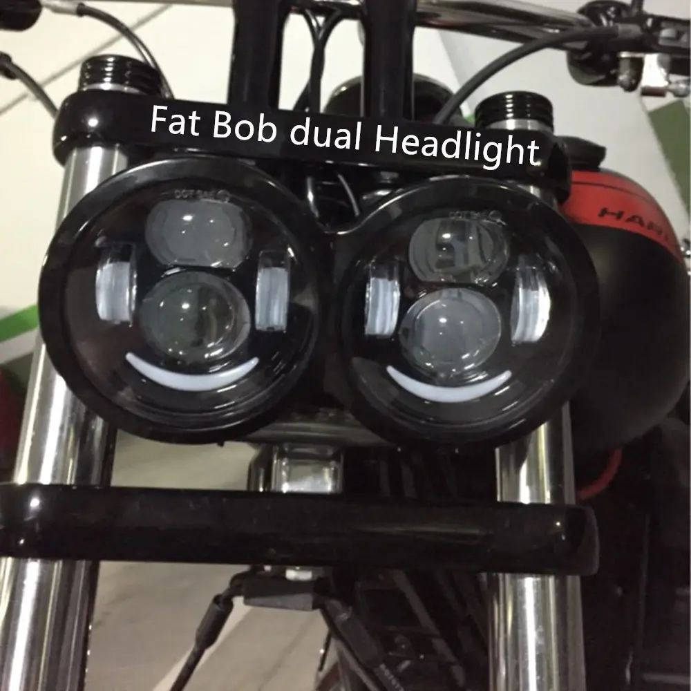 Черный 4,6" дюймовый двойной светодиодный фонарь с дневными ходовыми огнями для Dyna Fat Bob