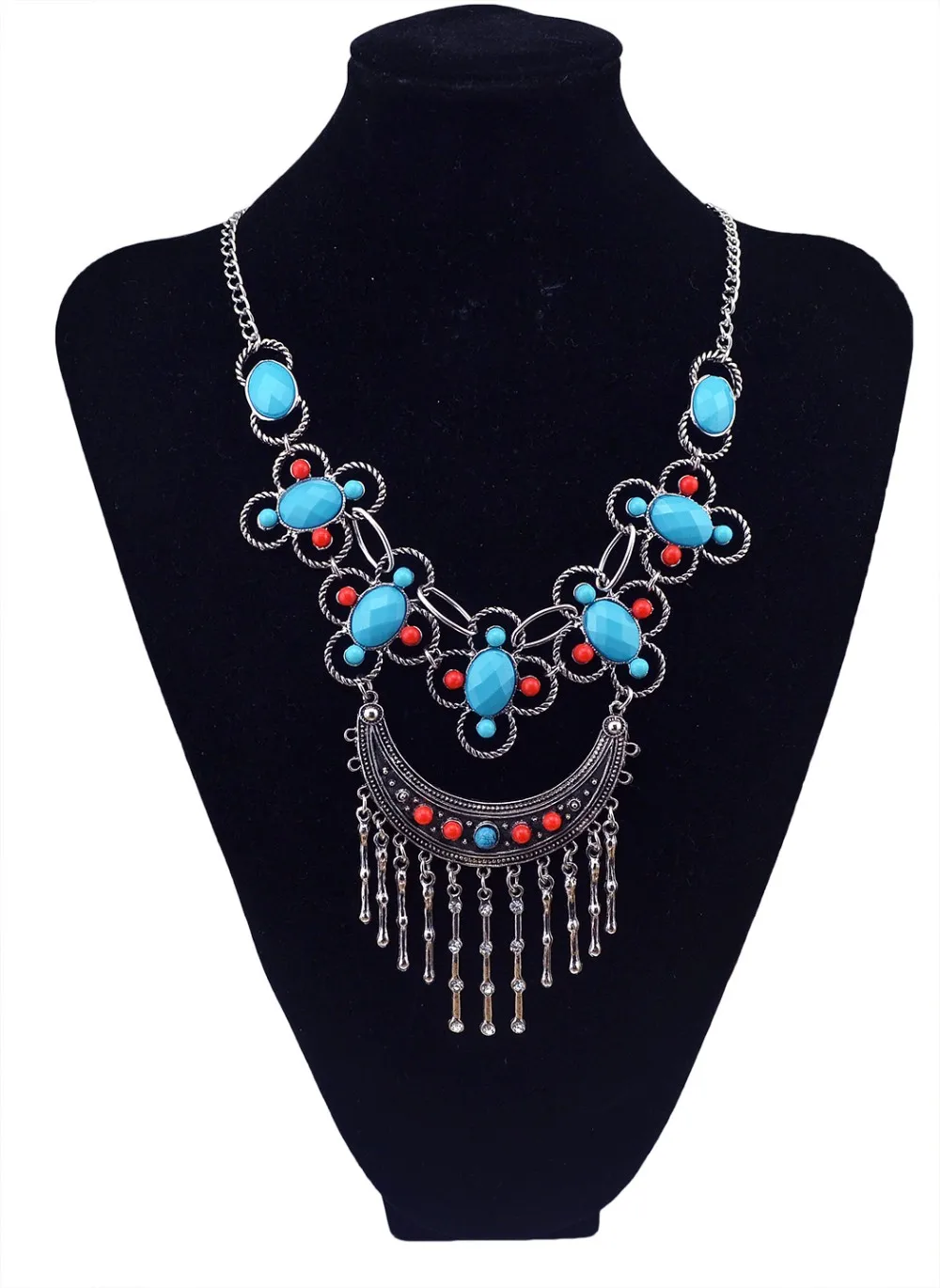 

Maxi Bohemian Necklace Stone Beads Gypsy Ethnic Vintage Choker Collares Necklaces & Pendants Collier Necklace