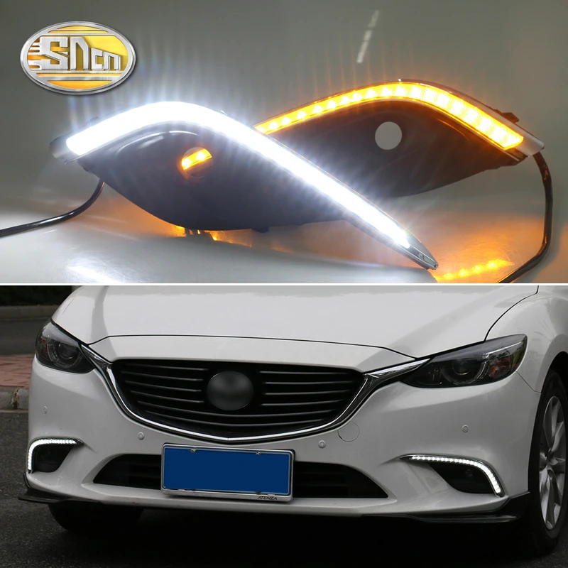 

For Mazda 6 Mazda6 2017 2018 Yellow Turning Signal Relay Waterproof Car DRL 12V LED Daytime Running Light Fog Lamp Hole SNCN