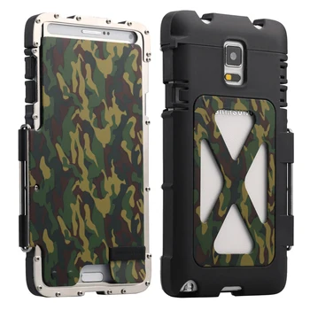 

Camouflage Stainless Steel Flip Iron Man Case For Samsung Galaxy Note 4 Note4 N9100 Case Cover Phone Protective Shell Skin Bag