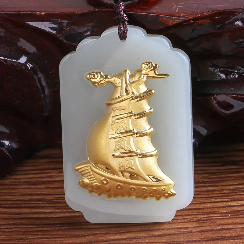 

Free Shipping Good Quality Jade Pendant For Men Women Discount Necklaces On Hot Sales A smooth sailing Pendant