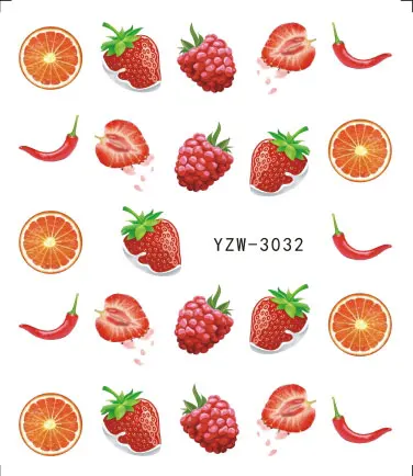 

LCJ 1 PC Mixed Colorful Nail Sticker Fashion Fruit/Cake/Flower Water Transfer Wraps Tips Nail Decor Manicure Tool