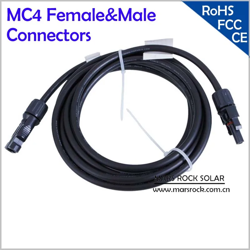 

MC4 Female&male connectors with 1 meters 4mm2 black PV Solar Cable with used for off-grid and grid connected PV System.