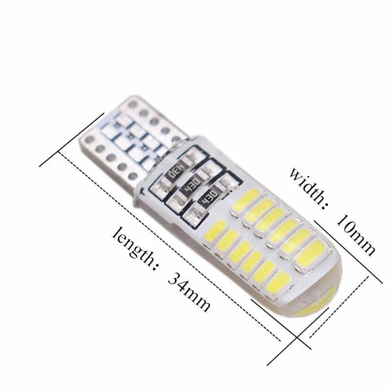 2PCS T10 194 2825 WY5W W5W 4014 LED Silica Gel Waterproof Wedge Light 501 Silicone Shell Car Reading Dome Lamp Auto Parking Bulb (4)