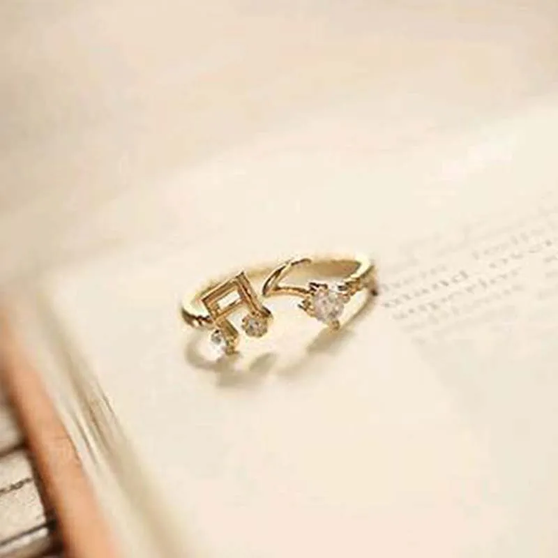 

Music Note Screw Rings Adjustable Opening Rhinestone Silver Golden Rings for Women