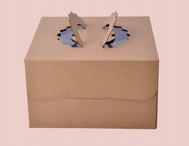

Free Shipping 50pcs/lot Kraft Color No Printing Decorating Cake Paper Box 3 Layer Corrugated Paper Made
