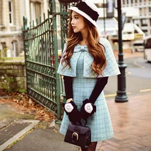 dabuwawa autumn winter font b dress b font 2016 new slim fashion palace retro woolen plaid
