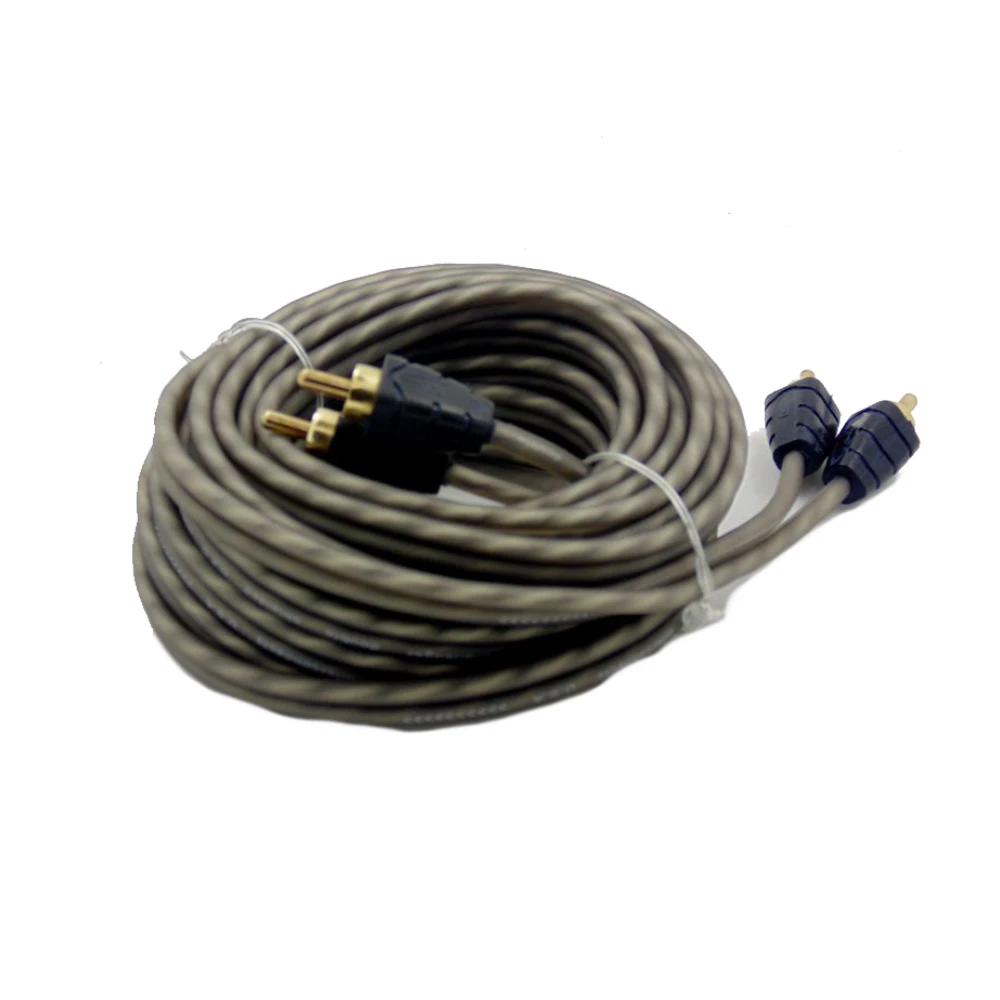 Дешевый Аудио кабель силовой кабель Акустический провод RCA к RCA 1 шт. 5 м чисто медный кабель автомобильный усилитель звука комплекты
