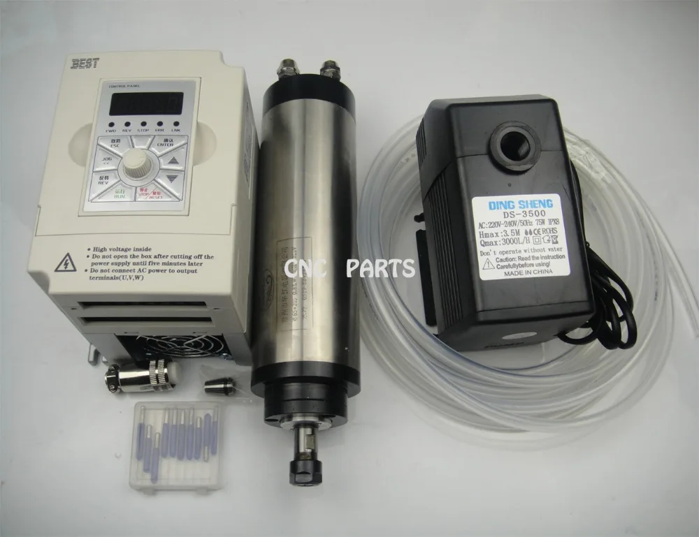 

CNC milling spindle ER11 0.8KW water cooling spindle +water pump + 1.5kw inverter+cnc engraving bits