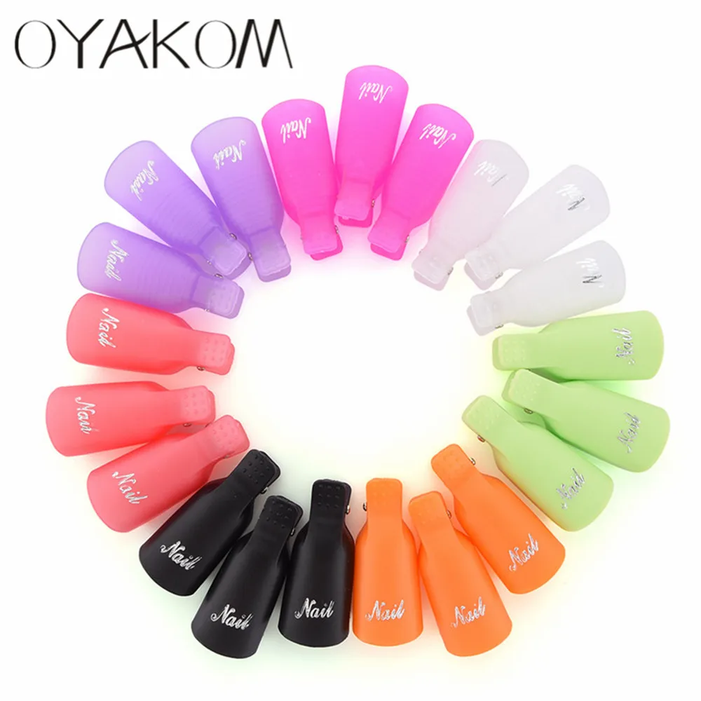 

OYAKOM Plastic Nail Art Soak Off Cap Clip UV Gel Polish Remover Wraps Lacquer Tool Nail Art Tips for Fingers High Quality 10Pcs
