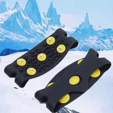 1 pair 5 teeth non slip steel stainless crampon ice gripper Winter Outdoor Ski hike camp snow mountain gaiter spike shoe cover