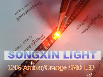 

200pcs Orange/Amber 1206 SMD SMT Super bright LED lamp light High Quality New 600-610nm 200-300mcd 2.0-2.6v smd 1206 led diodes