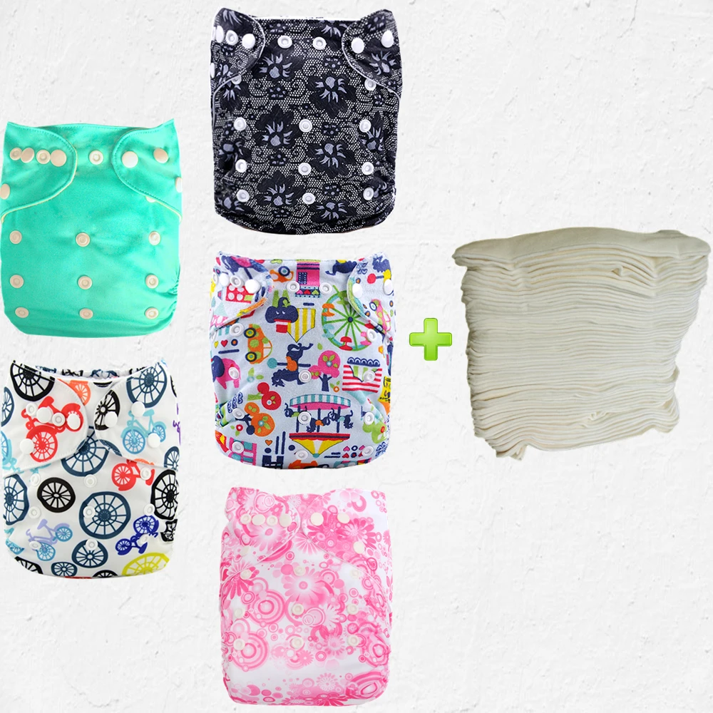 cuties printed prefolds reusable best 5pcs baby cloth diapers With 5pcs