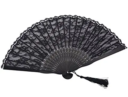 FEECOLOR Испанские танцы Handfan Victorian Lady рук веер для свадьбы Косплэй вечерние пользу фантазии платье для танцев опора (черный)