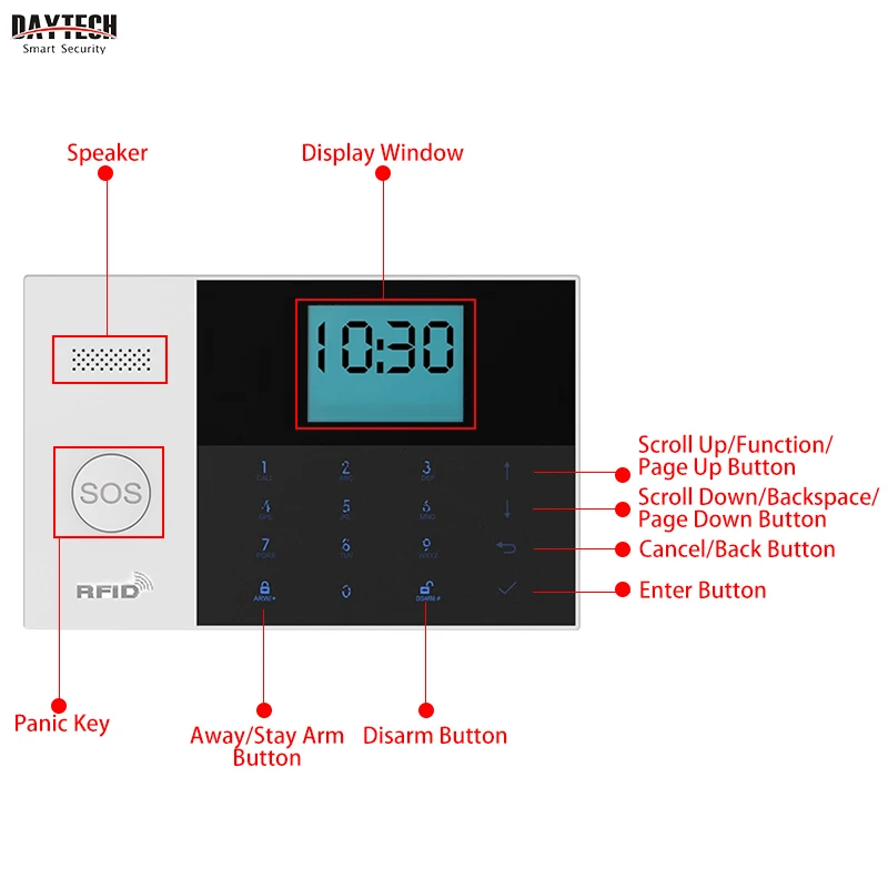 DAYTECH GSM WiFi сигнализация система безопасности дома PIR детектор датчик двери приложение iOS/Android приложение управление TFT экран 8 языков