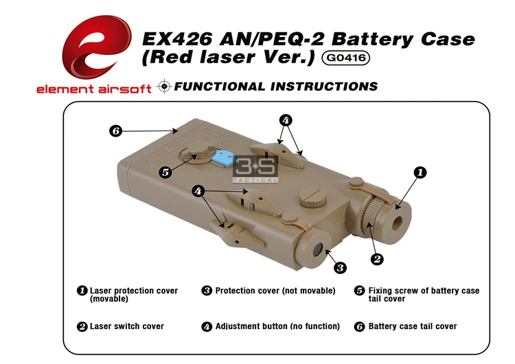 Element Airsoft тактический PEQ-2 чехол батарея коробка красный лазер Ver для 20 мм Пикатинни