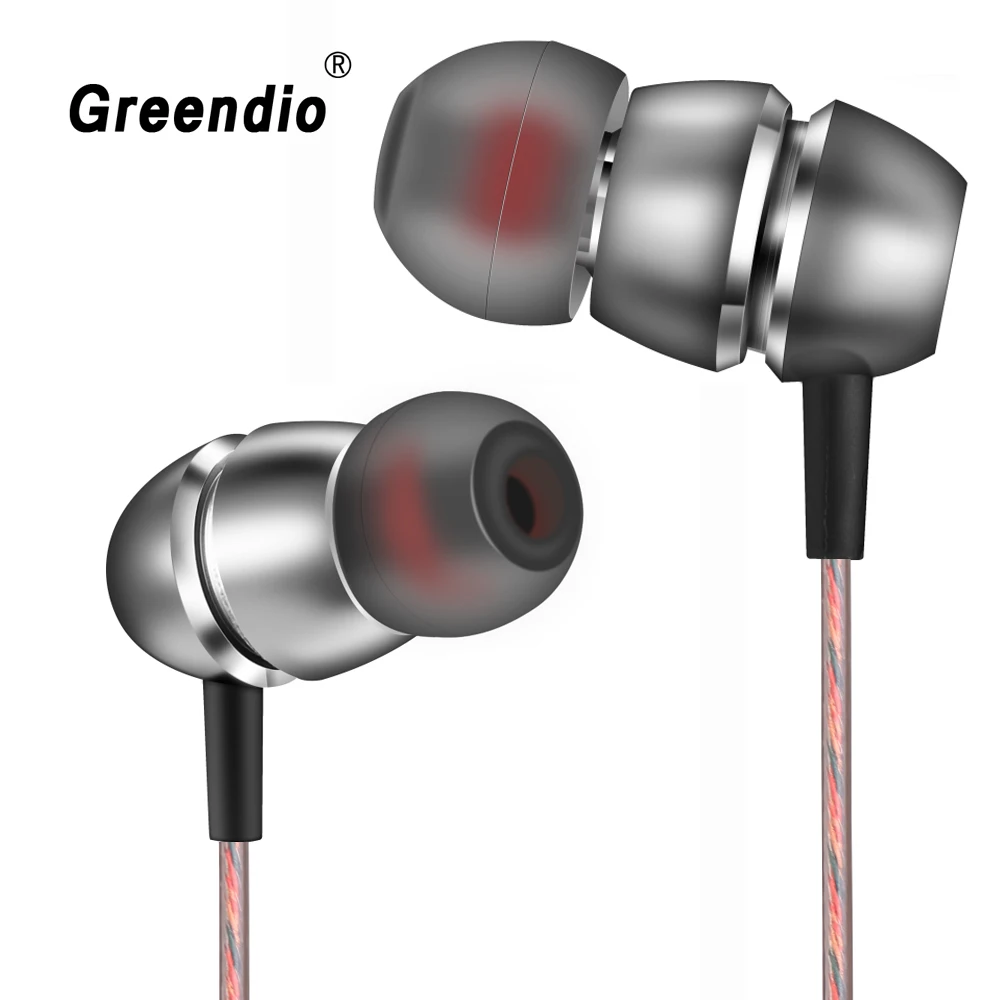 Greendio 3.5mm In Ear Earphone Dynamic Drive HIFI Earbud Bass DJ Metal