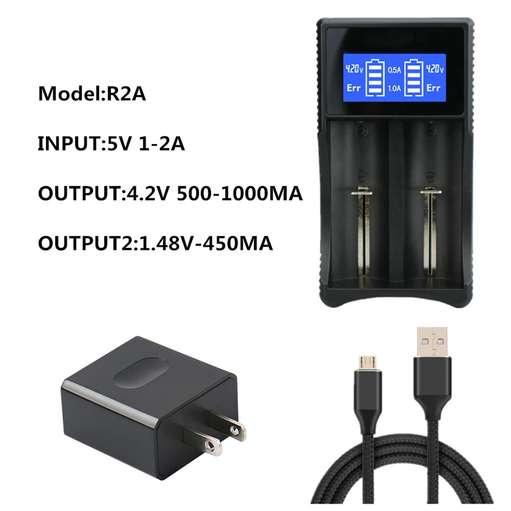 Usb порт 2 слота умный светодиодный дисплей батареи зарядное устройство портативный 3,7 в литий-полимерные батареи зарядное устройство