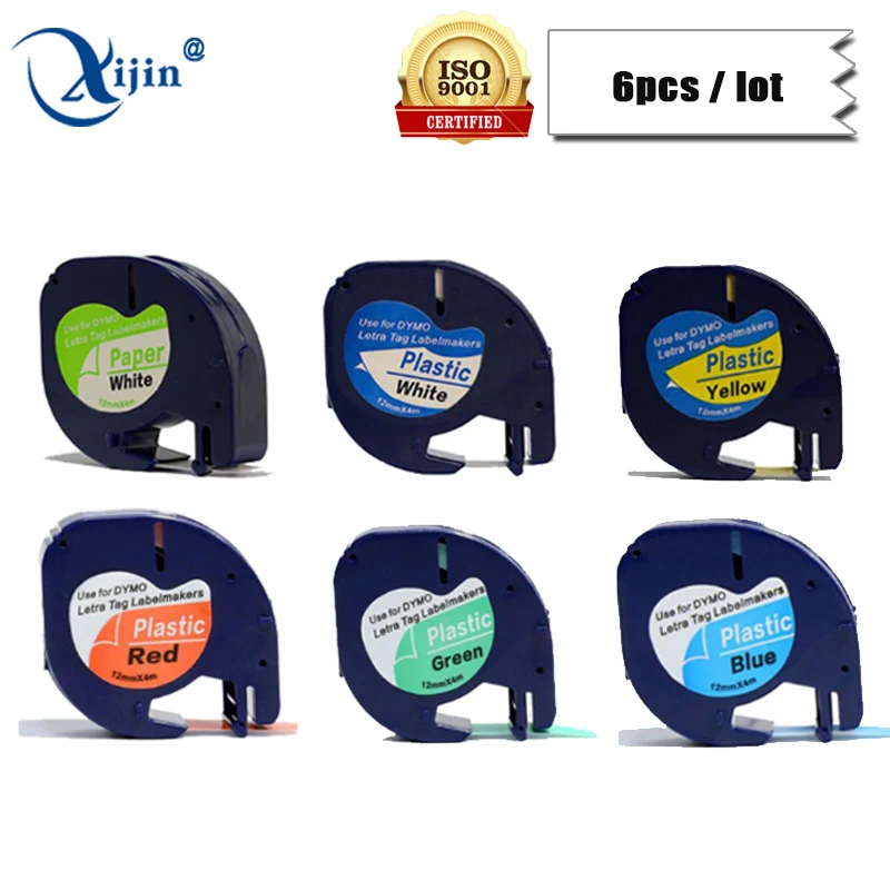 6 шт./компл. Совместимость DYMO 91200 91201 91202 91203 91204 91205 этикеток ленты для Dymo letra Tag