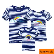 New Family Striped Summer Short-sleeve T-shirt Matching Family Clothing Outfits Mother Daughter Father Son baby clothes sailor