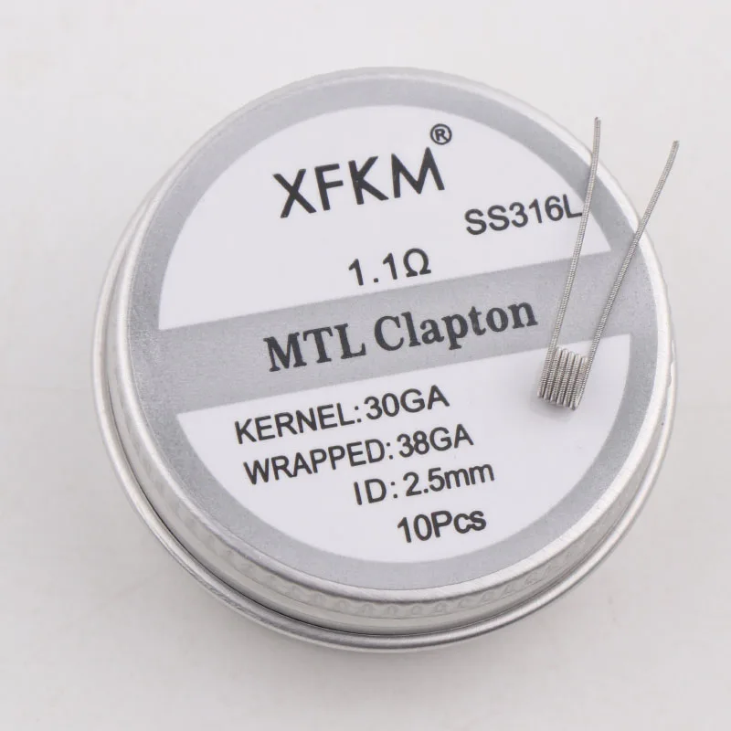 10 шт. Оригинал XFKM Superfine MTL Fused Clapton Prebuilt Coil A1 SS316 Ni80 для MTL Vaper RDA RTA танк-атомайзеры с высоким сопротивлением