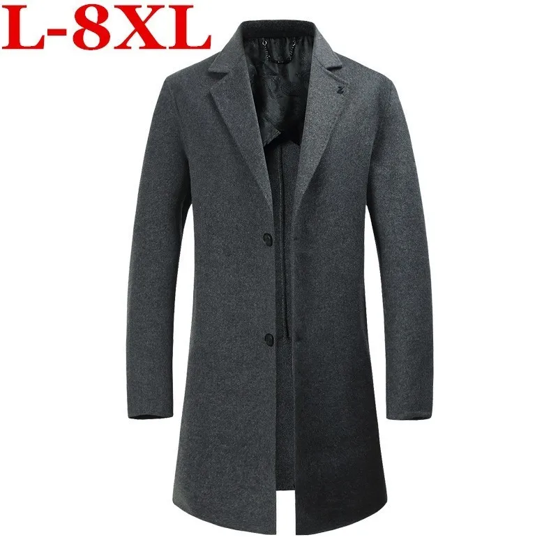 plus size 8XL 7XL New Winter woolen long luxurious men slim fit casual ...