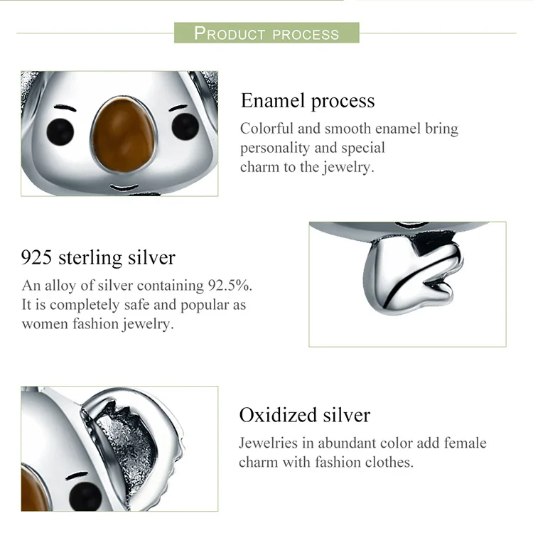WOSTU подлинные 925 пробы серебряные милые коала серьги в виде медведя для женщин Оригинальные модные серьги, украшения в подарок FIE381