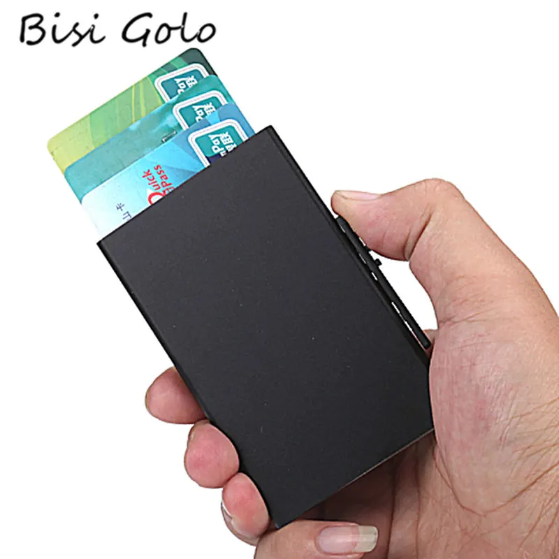 BISI GORO, женский и мужской держатель для карт RFID, кошелек для карт, высокое качество, бизнес Алюминиевый футляр для карт, дорожный кошелек, креативный держатель для карт s