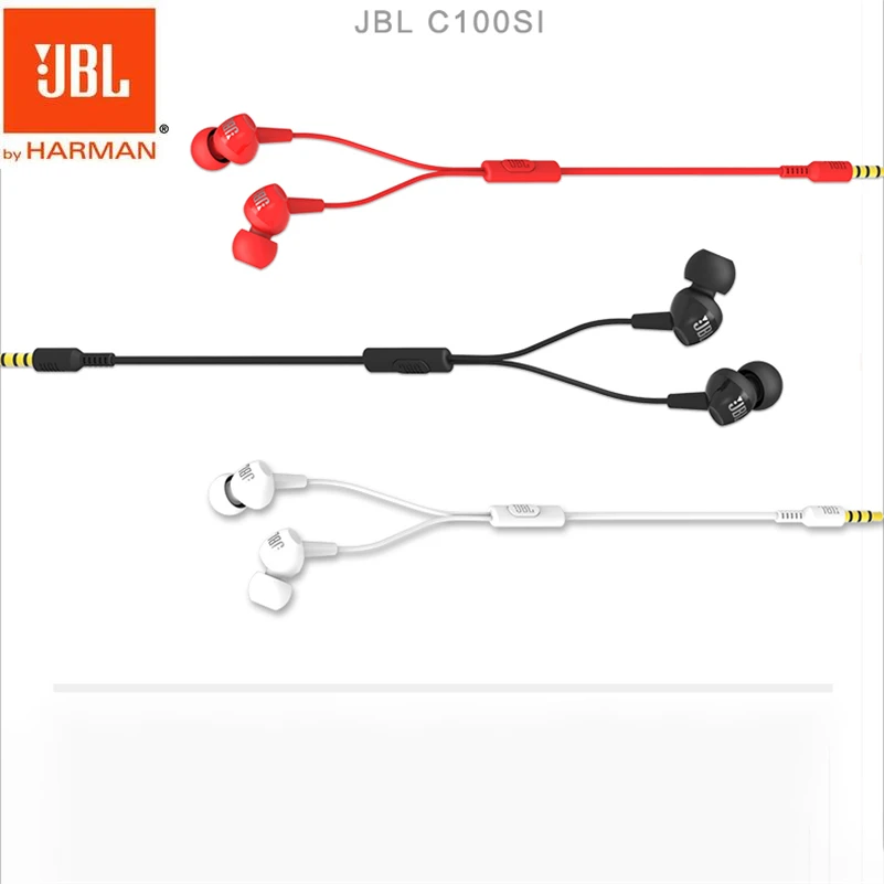 Jbl C100 Wired Hands Free Earphones Fone De Ouvido Original Jbl Stereo Headset In Line Control Earphone With Mic Earbuds Headset