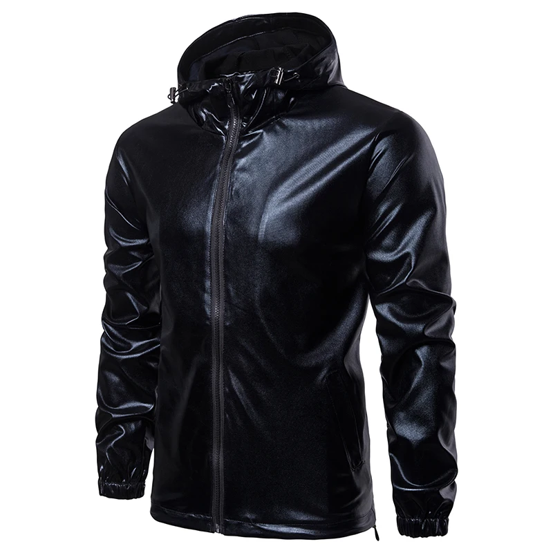 2019 NEW Man Windbreaker Jackets Hip Pop B-Boy Shining Silver Hooded Hooded Jacket for Men Streetwear Jacket Man 2019 NEW Man Windbreaker Jackets Hip Pop B-Boy Shining Silver Hooded Hooded Jacket for Men Streetwear Jacket Man
