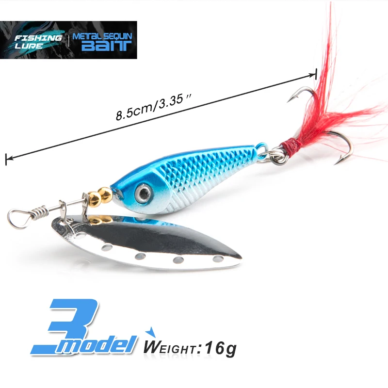 spinner Spoon Metal Bait Fishin Lure Sequins Crankbait Spoon baits for Bass Trout Perch pike rotating Fishing (12)