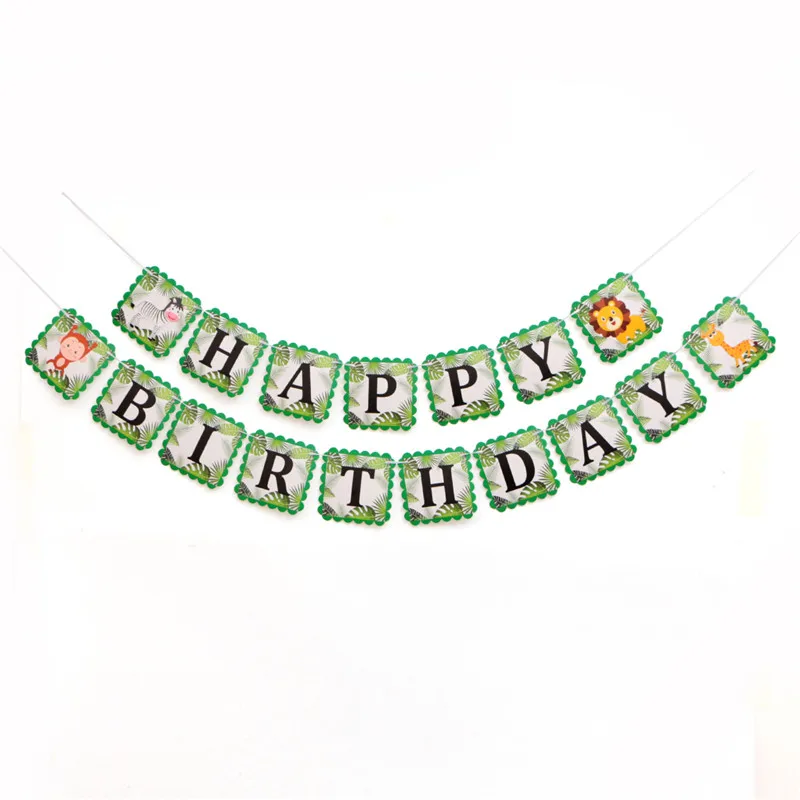 Happy Party Banner Flags Animals Set and Kids Banners Set, Colorful Birthday Party Bunting Banners for Party Decoration Supplies