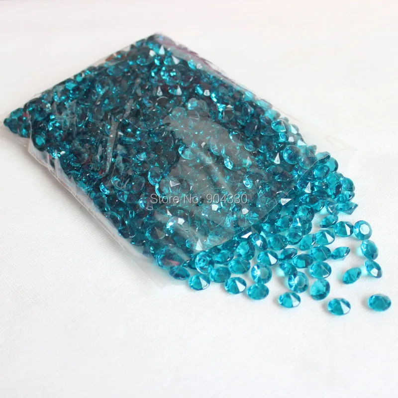 

Free Shipping LANZZAY 500pcs Teal Blue 8mm 2 CT Acrylic Diamond Confetti Wedding Party Crystal Decoration Table Scatters