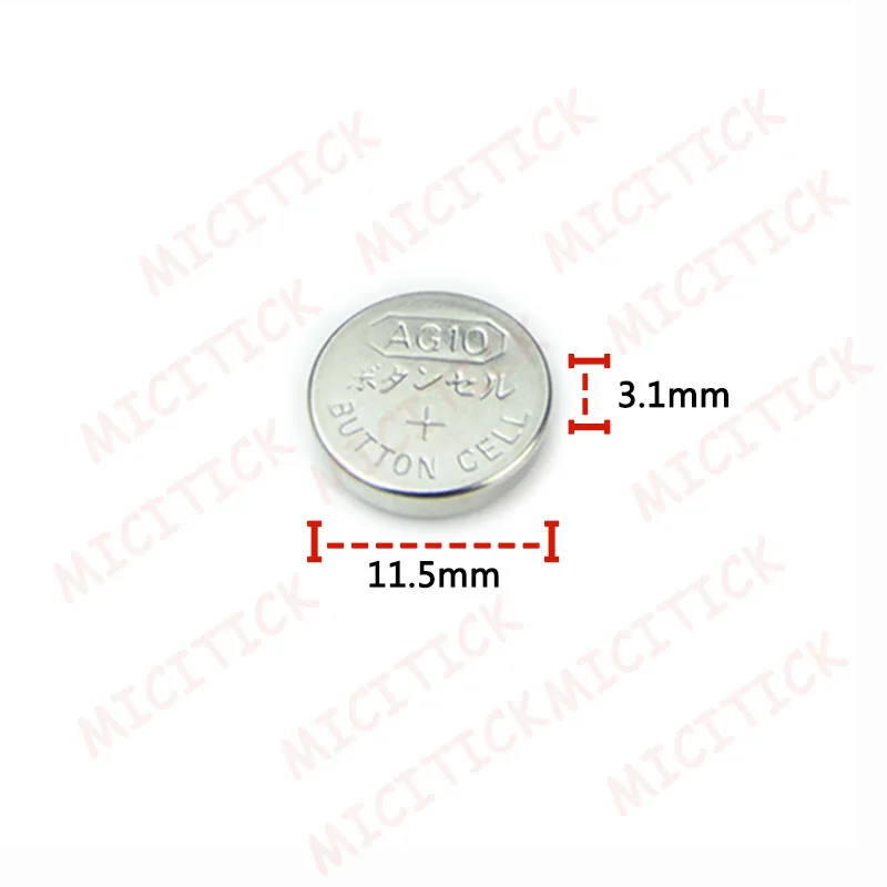 100 шт. AG10 LR1130 1130 SR1130 389A LR54 L1131 389A 1,5 v-образная Кнопка Батарея MP3-плееры, игрушки, часы аккумуляторы Zn/MnO2 batteria