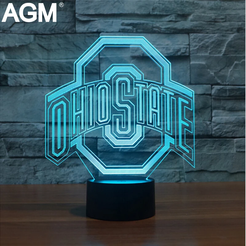 3D LED OHIO STATES Football Hat Shape USB Table lamp Touch 7 Colors Changing Football Cap Desk Lamp For