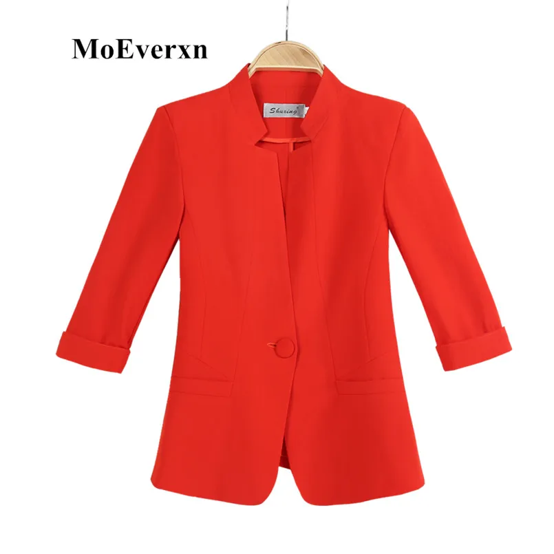 Women Blazers Ruffle Design Candy Color Half Sleeve Female
