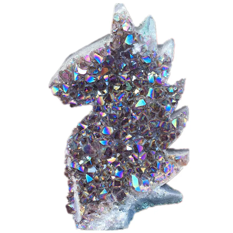 

Light purple aura quartz crystal Cluster Titanium Bismuth Silicon Cluster Horse Rainbows Healing