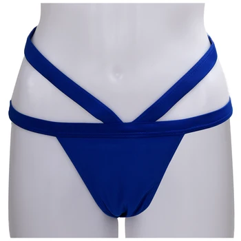 

Stylish Women's Solid Color Spaghetti Strap Bikini Set blue-S