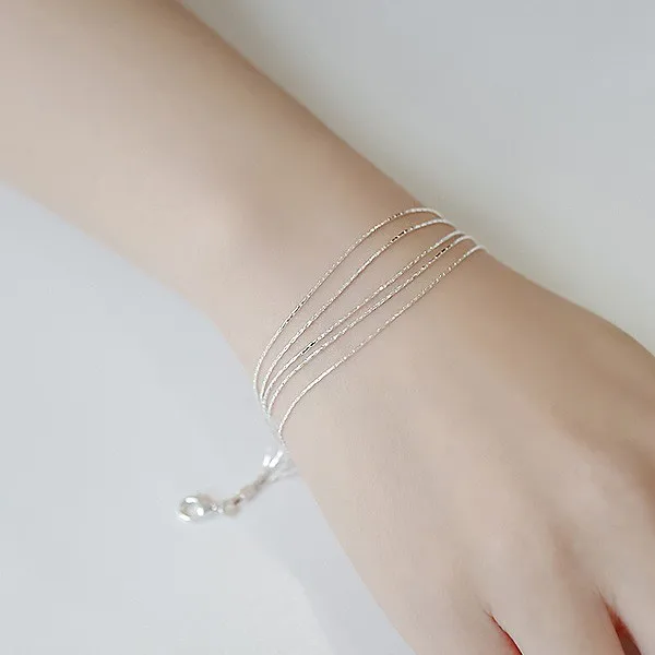 Модный 925 пробы серебряный браслет Многослойные браслеты-цепочки Прямая поставка