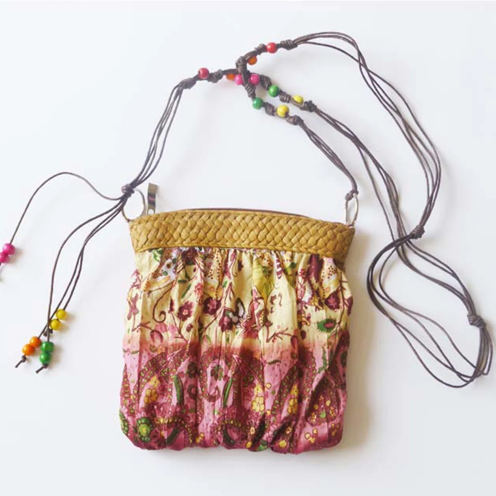 

Boho Bohemia Straw Cloth Handbag Beach Messenger Bags Small Crossbody shoulder for women handbags summer bali fashion 2018