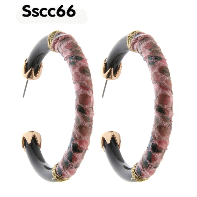 

Sscc66 Hoop Earrings Tiger Leather Resin Earring For Women Black Big Earring Boucles Oorbellen brincos ear