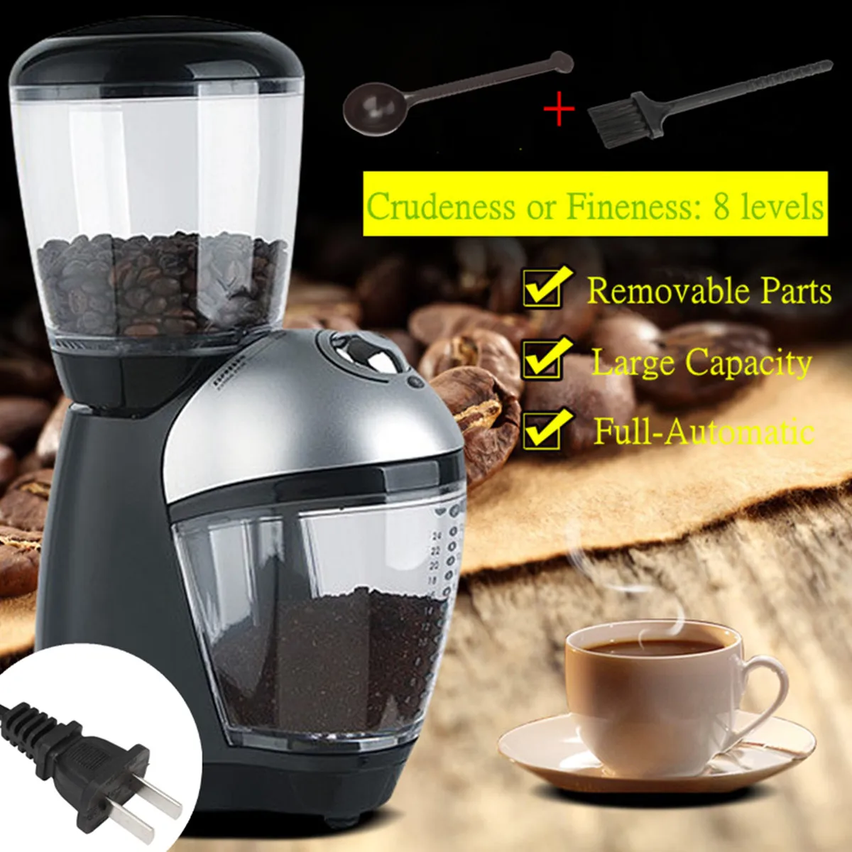 

Electric Coffee Grinder Maker Small Electric Flour Mill Dry Grain Grinding Machine Mechanical Control US Plug Home Office